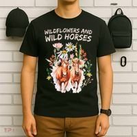 Wildflowers and Wild Horses Nature Beauty Country Outdoors T-Shirt thumb 6
