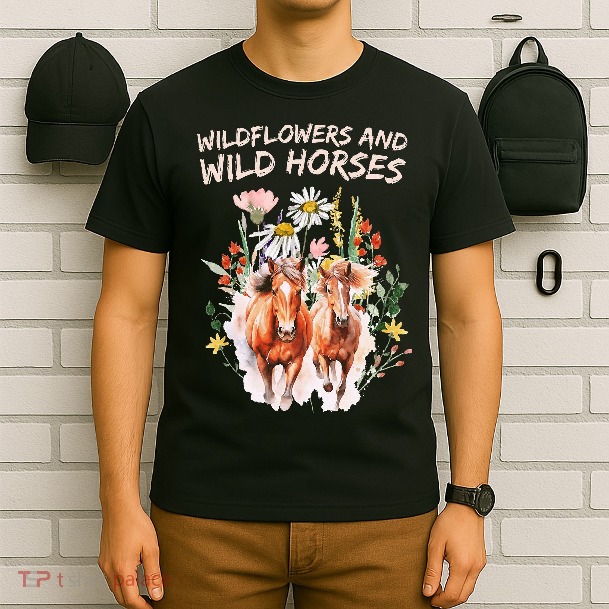 Wildflowers and Wild Horses Nature Beauty Country Outdoors T-Shirt