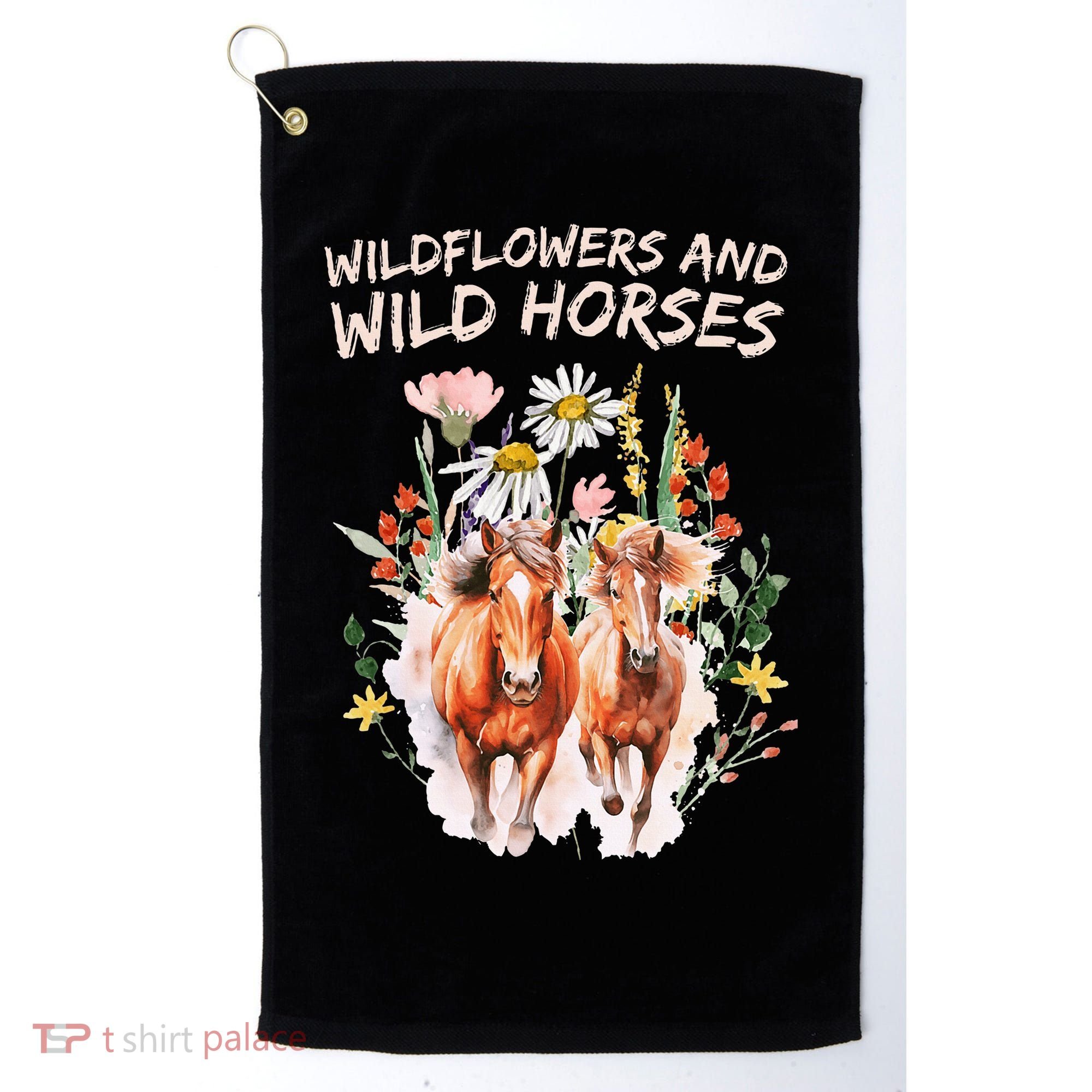 Wildflowers and Wild Horses Nature Beauty Country Outdoors Golf Towel
