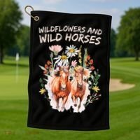 Wildflowers and Wild Horses Nature Beauty Country Outdoors Golf Towel thumb 1