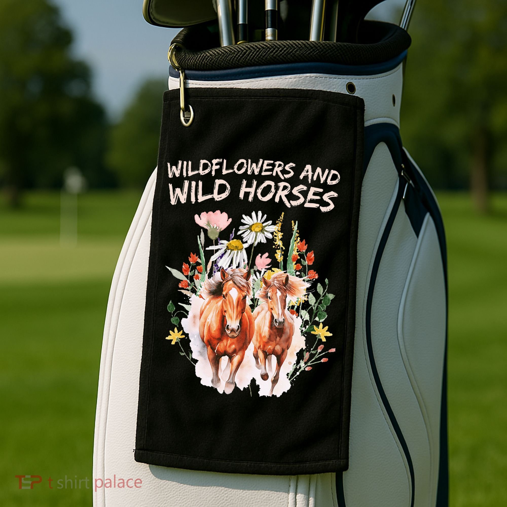 Wildflowers and Wild Horses Nature Beauty Country Outdoors Golf Towel