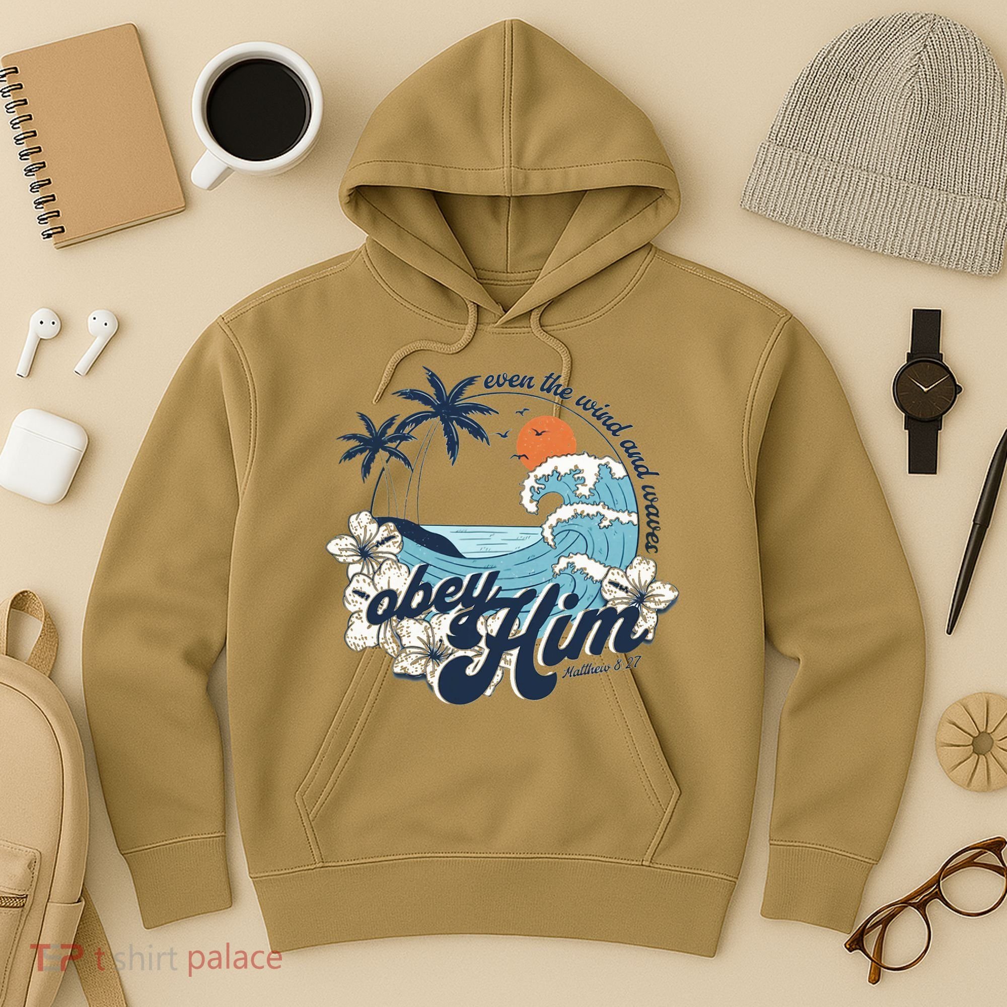 Wind And Waves Obey Him Christian Jesus Beach Bible Verse Hoodie