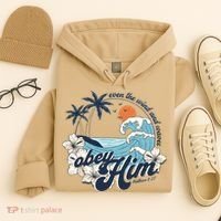 Wind And Waves Obey Him Christian Jesus Beach Bible Verse Hoodie thumb 4