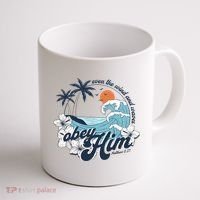 Wind And Waves Obey Him Christian Jesus Beach Bible Verse Coffee Mug thumb 1