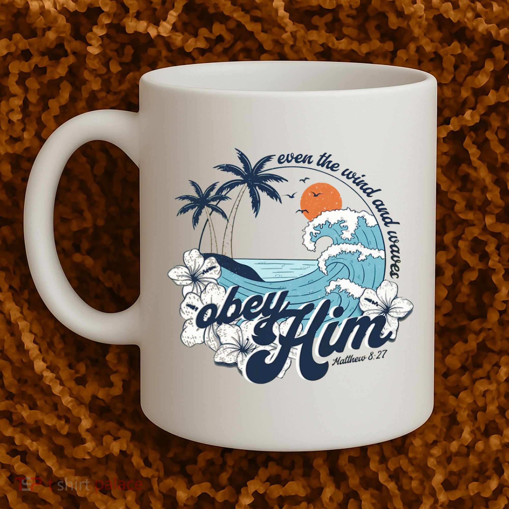 Wind And Waves Obey Him Christian Jesus Beach Bible Verse Coffee Mug