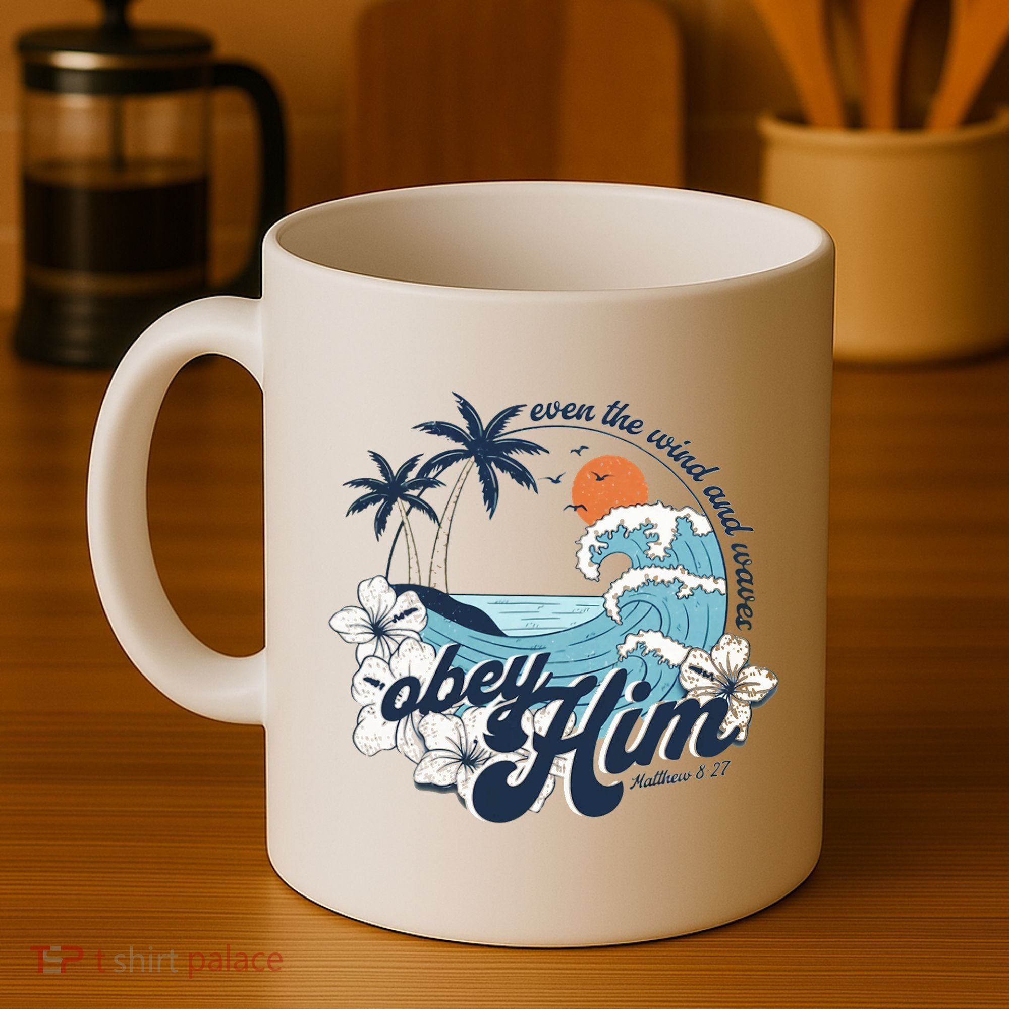 Wind And Waves Obey Him Christian Jesus Beach Bible Verse Coffee Mug