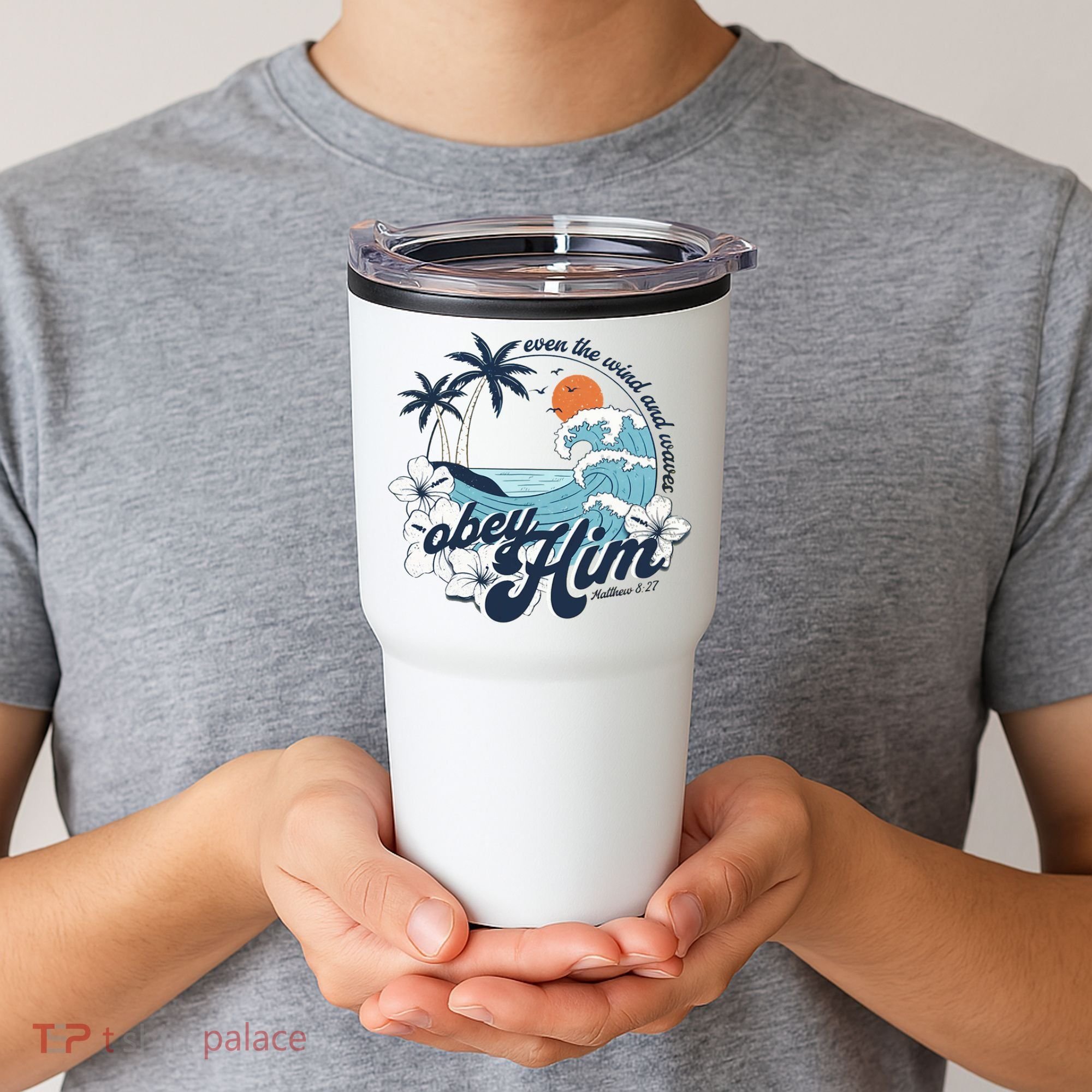 Wind And Waves Obey Him Christian Jesus Beach Bible Verse Tumbler