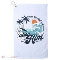Wind And Waves Obey Him Christian Jesus Beach Bible Verse Golf Towel thumb 0