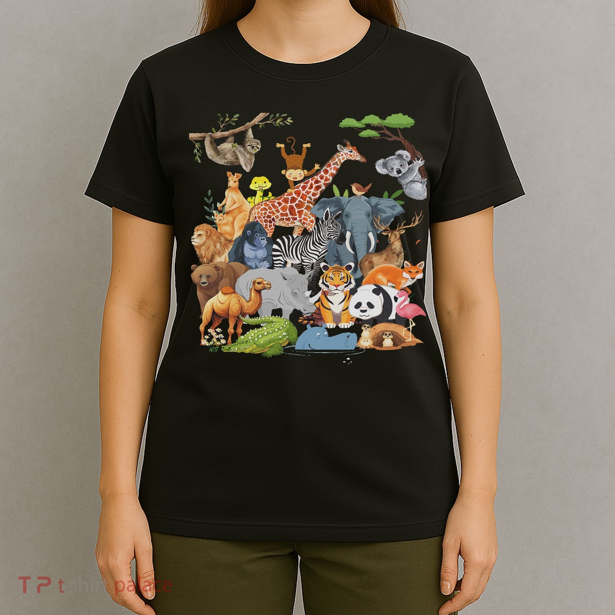 Women And Wildlife Zoo Day Party Cute 22 Animals T-Shirt