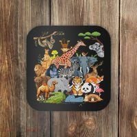 Women And Wildlife Zoo Day Party Cute 22 Animals Coaster thumb 0