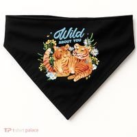 Wild About You Cute Tiger Couple USA-Made Doggie Bandana thumb 0