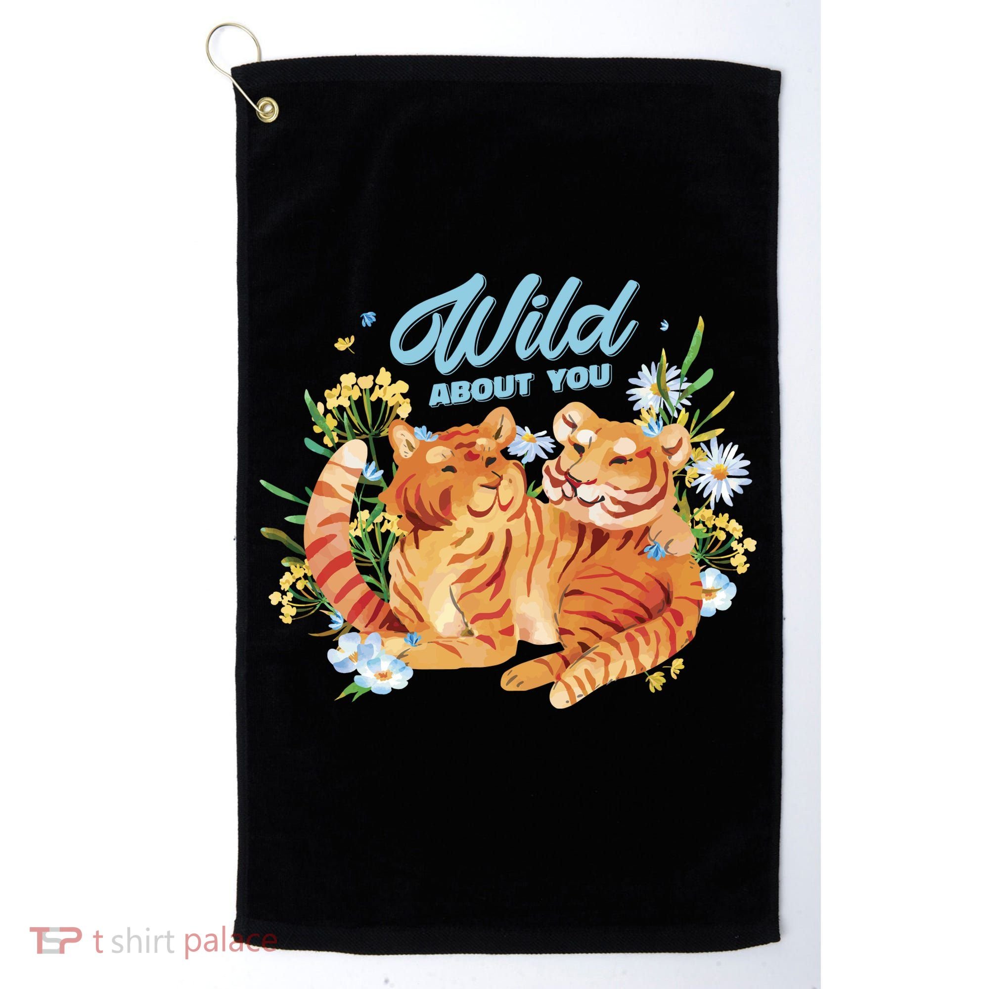 Wild About You Cute Tiger Couple Golf Towel