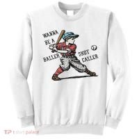 Wanna Be A Baller Shot Caller Retro Game Day Baseball Boy Sweatshirt thumb 0