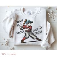 Wanna Be A Baller Shot Caller Retro Game Day Baseball Boy Sweatshirt thumb 2