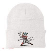 Wanna Be A Baller Shot Caller Retro Game Day Baseball Boy Beanie thumb 0