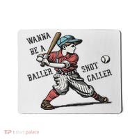 Wanna Be A Baller Shot Caller Retro Game Day Baseball Boy Mousepad thumb 0