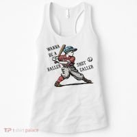 Wanna Be A Baller Shot Caller Retro Game Day Baseball Boy Women's Tank Top thumb 0