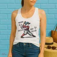 Wanna Be A Baller Shot Caller Retro Game Day Baseball Boy Women's Tank Top thumb 2