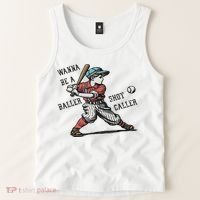 Wanna Be A Baller Shot Caller Retro Game Day Baseball Boy Tank Top thumb 2