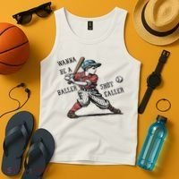 Wanna Be A Baller Shot Caller Retro Game Day Baseball Boy Tank Top thumb 4