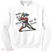 Wanna Be A Baller Shot Caller Retro Game Day Baseball Boy Kids Sweatshirt thumb 0