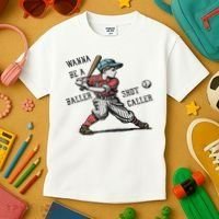 Wanna Be A Baller Shot Caller Retro Game Day Baseball Boy Kids T-Shirt thumb 3