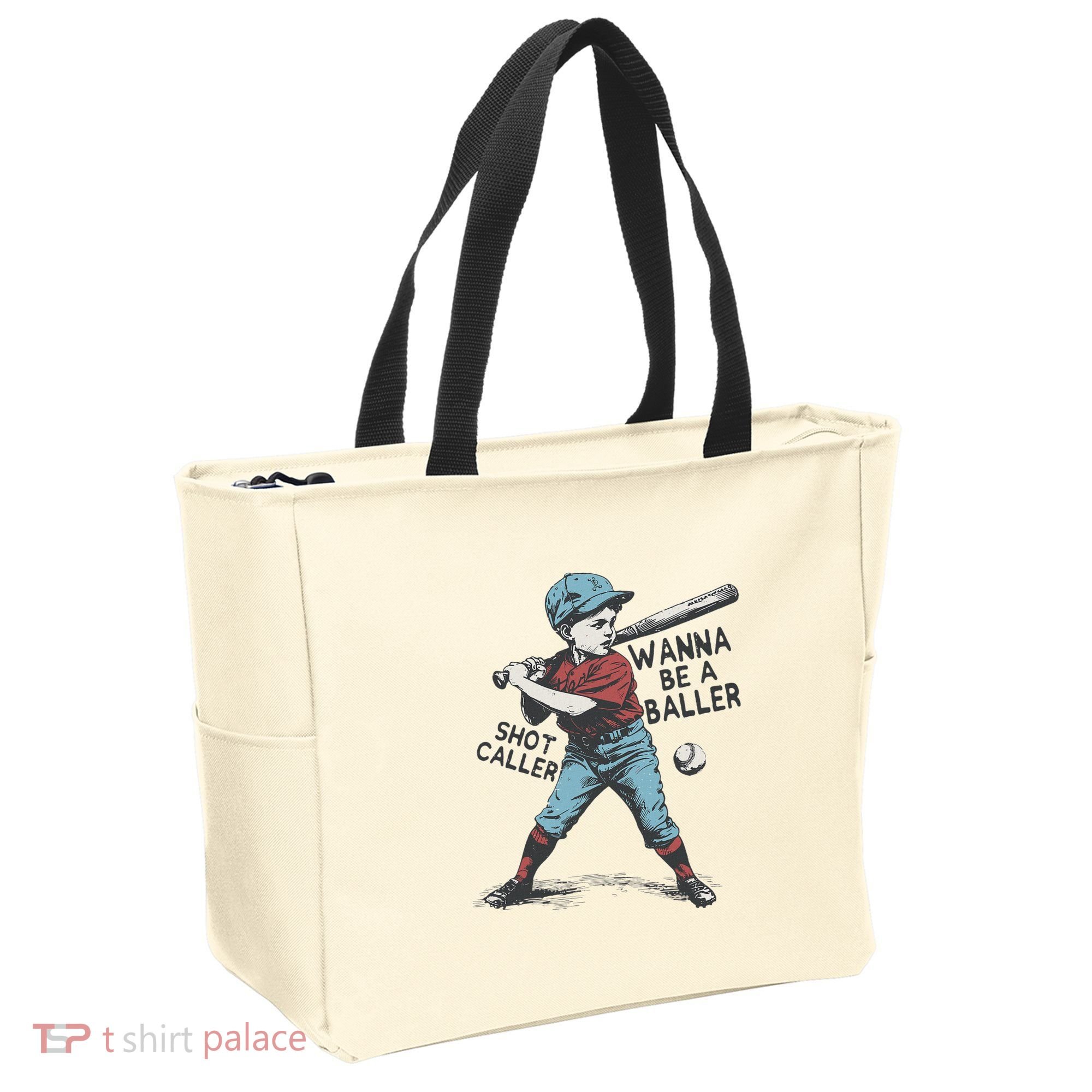 Wanna Be A Baller Shot Caller Retro Game Day Tote Bag