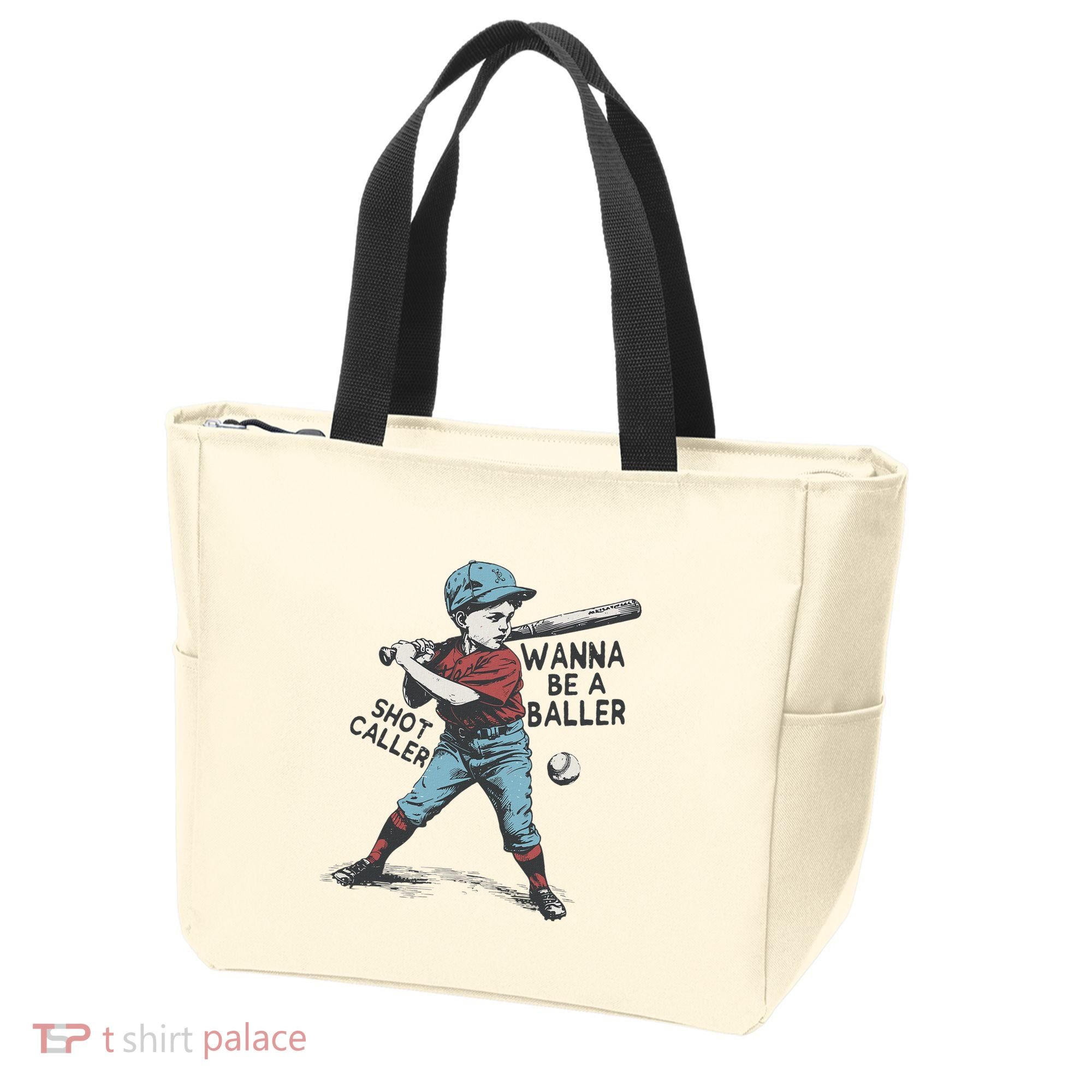 Wanna Be A Baller Shot Caller Retro Game Day Tote Bag