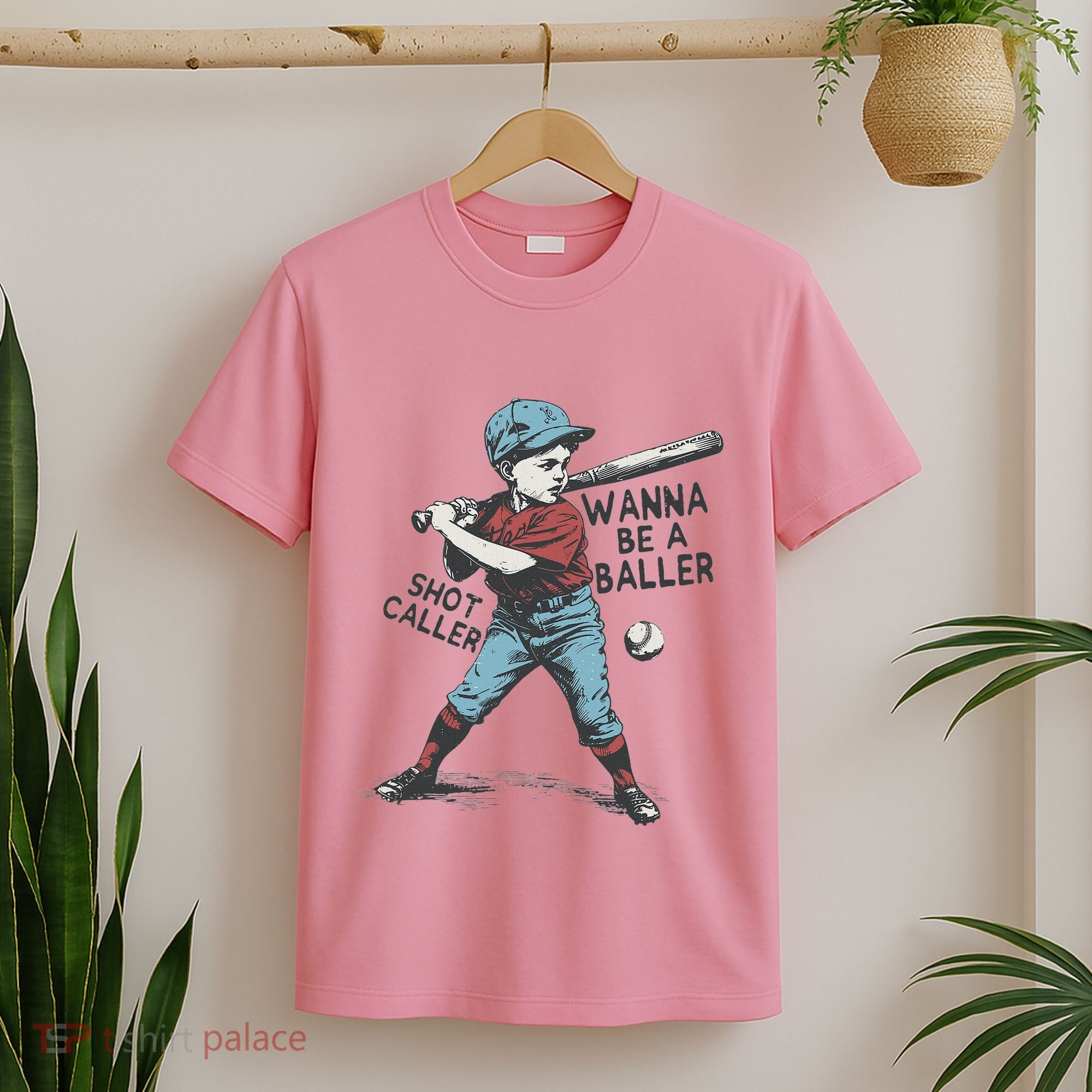 Wanna Be A Baller Shot Caller Retro Game Day T-Shirt