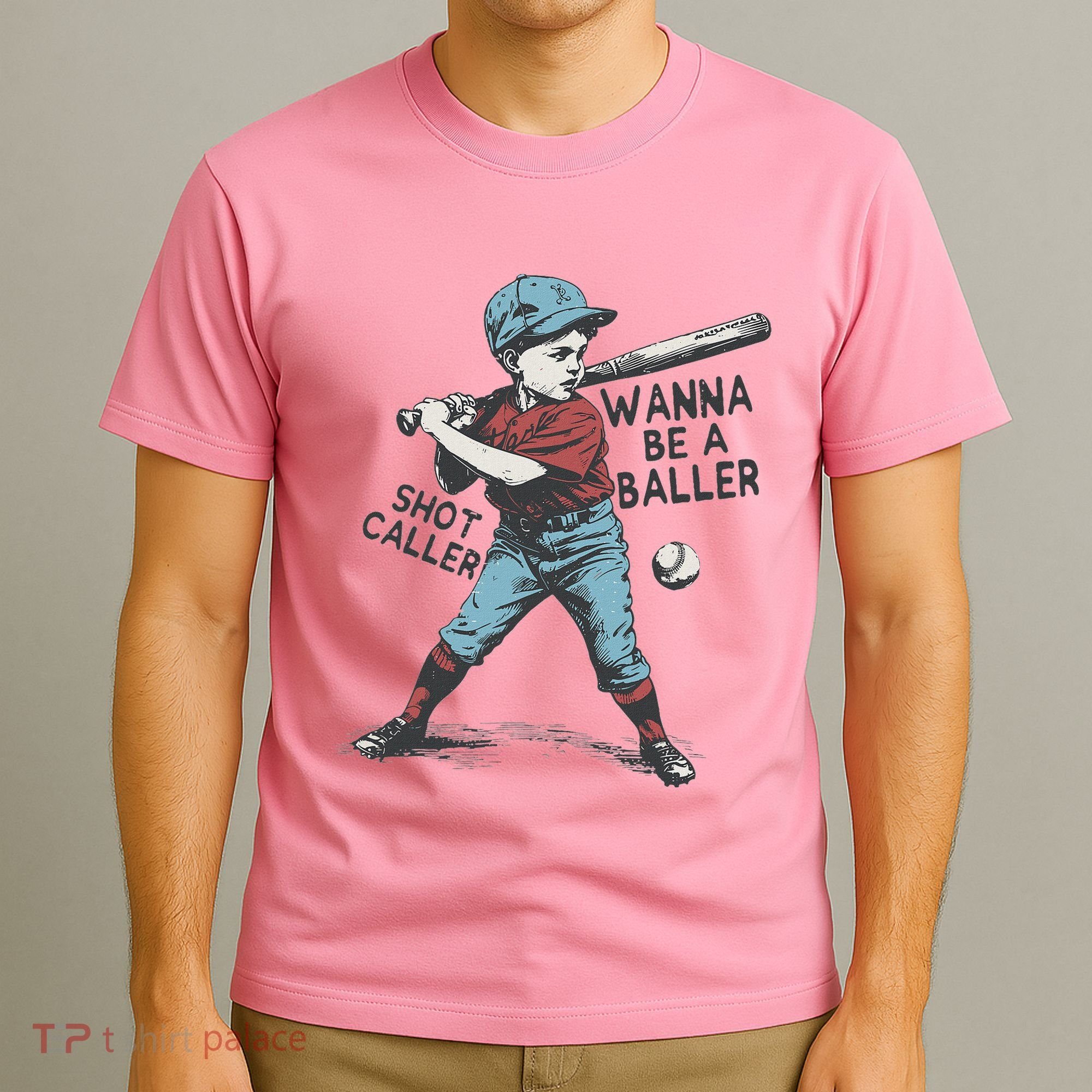 Wanna Be A Baller Shot Caller Retro Game Day T-Shirt