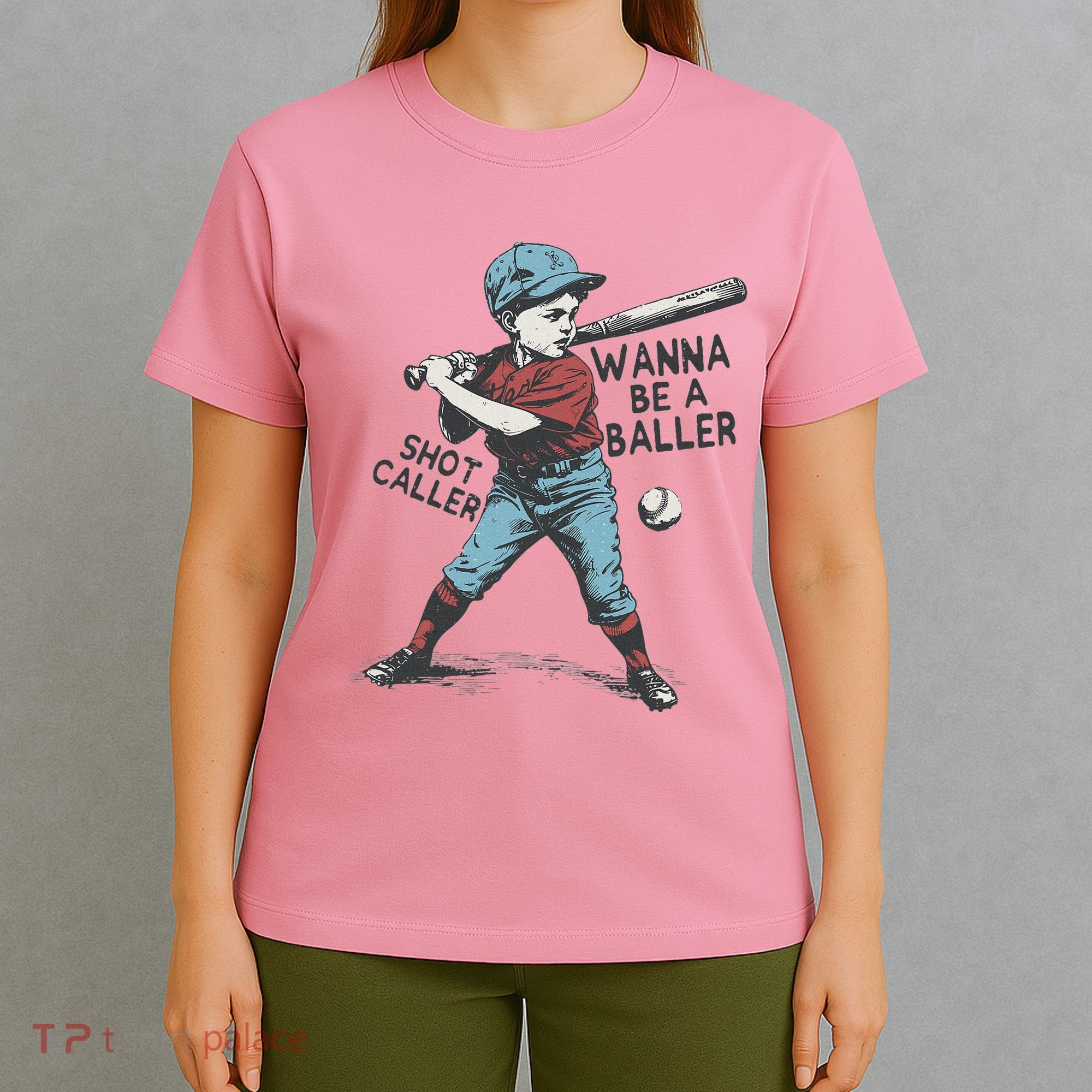 Wanna Be A Baller Shot Caller Retro Game Day T-Shirt