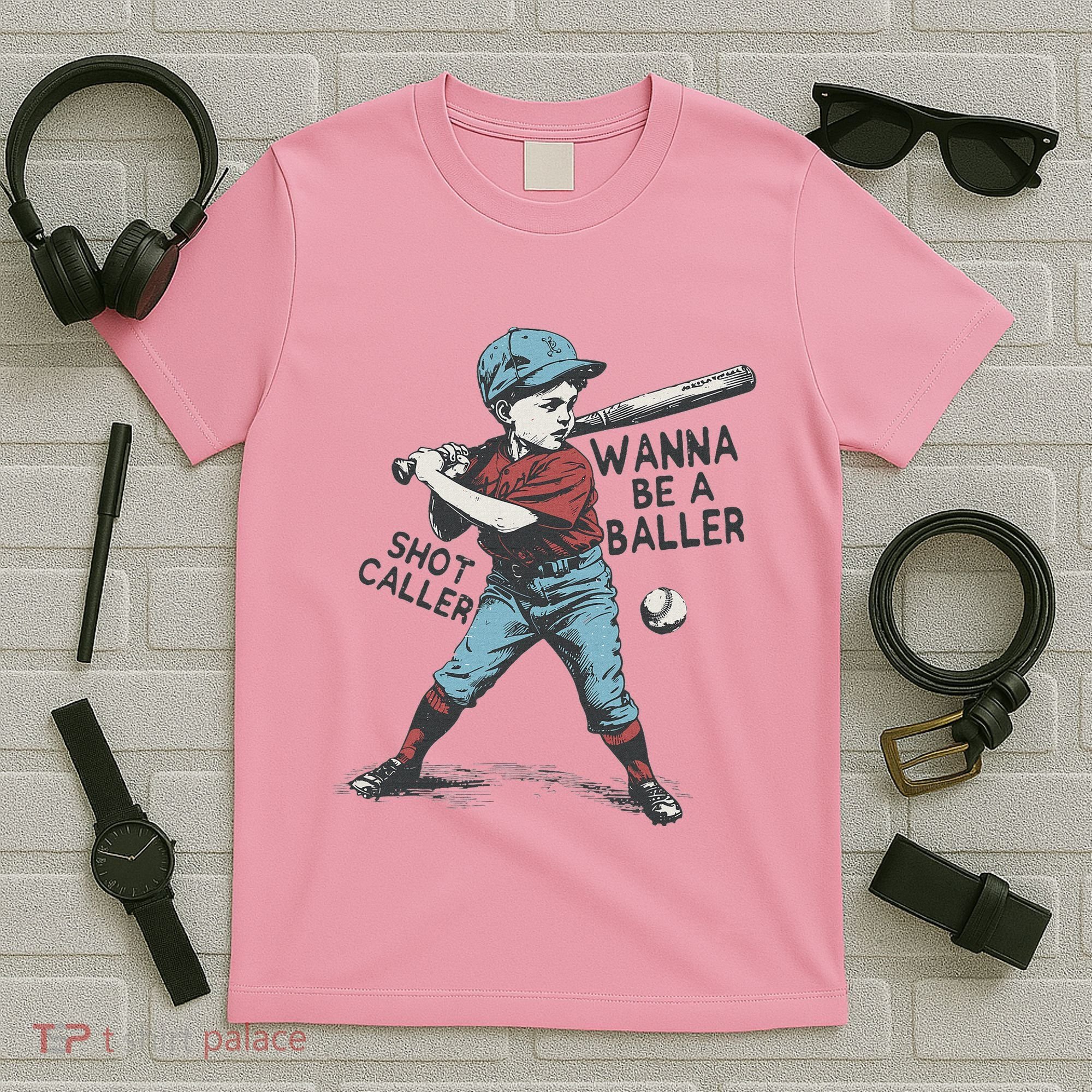 Wanna Be A Baller Shot Caller Retro Game Day T-Shirt