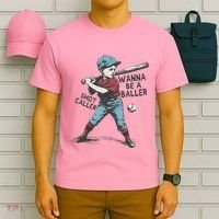 Wanna Be A Baller Shot Caller Retro Game Day T-Shirt thumb 6