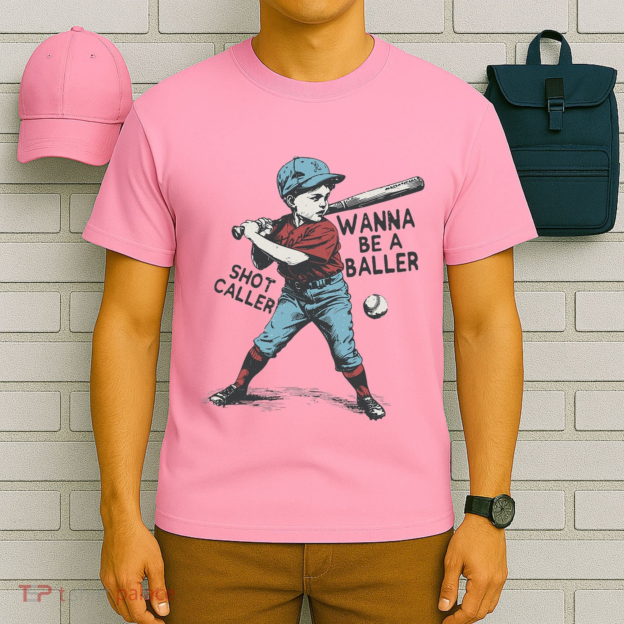Wanna Be A Baller Shot Caller Retro Game Day T-Shirt