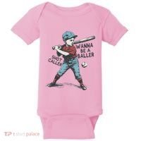 Wanna Be A Baller Shot Caller Retro Game Day Baby Bodysuit thumb 0