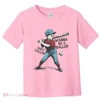 Wanna Be A Baller Shot Caller Retro Game Day Toddler T-Shirt thumb 0