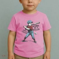 Wanna Be A Baller Shot Caller Retro Game Day Toddler T-Shirt thumb 2