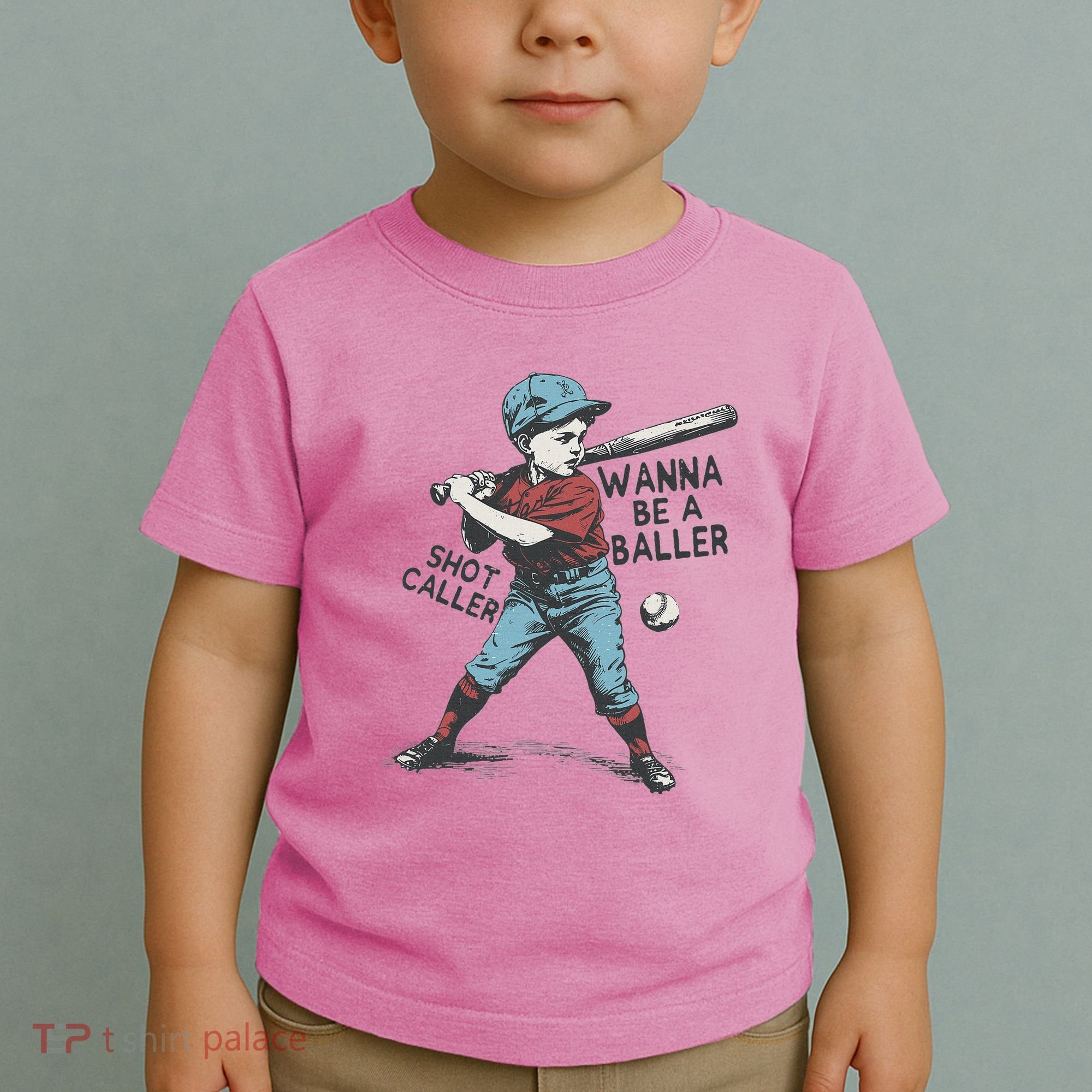 Wanna Be A Baller Shot Caller Retro Game Day Toddler T-Shirt