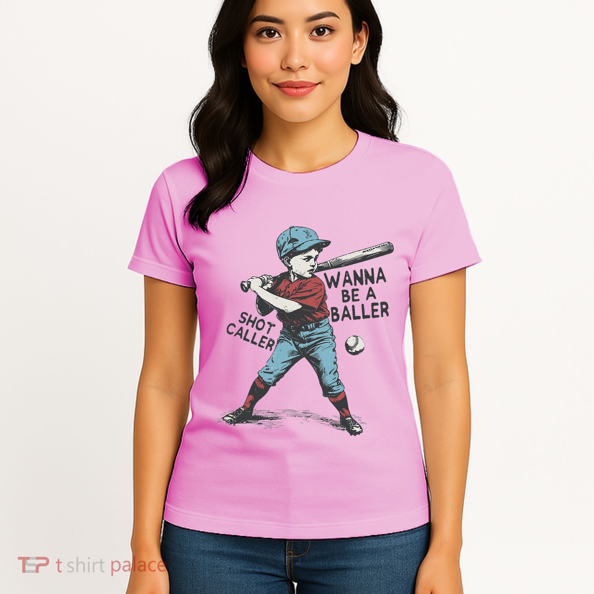 Wanna Be A Baller Shot Caller Retro Game Day Women's T-Shirt