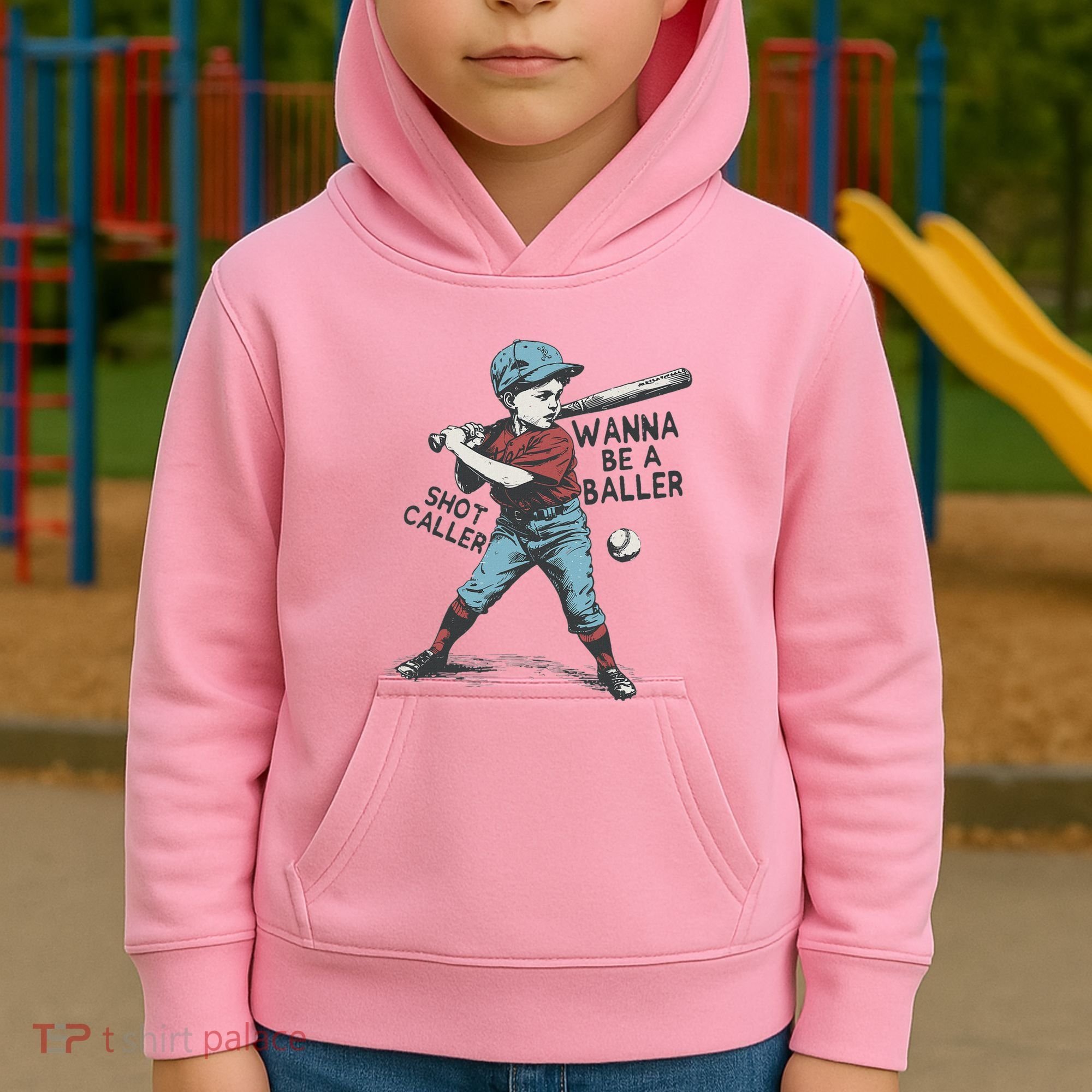 Wanna Be A Baller Shot Caller Retro Game Day Kids Hoodie
