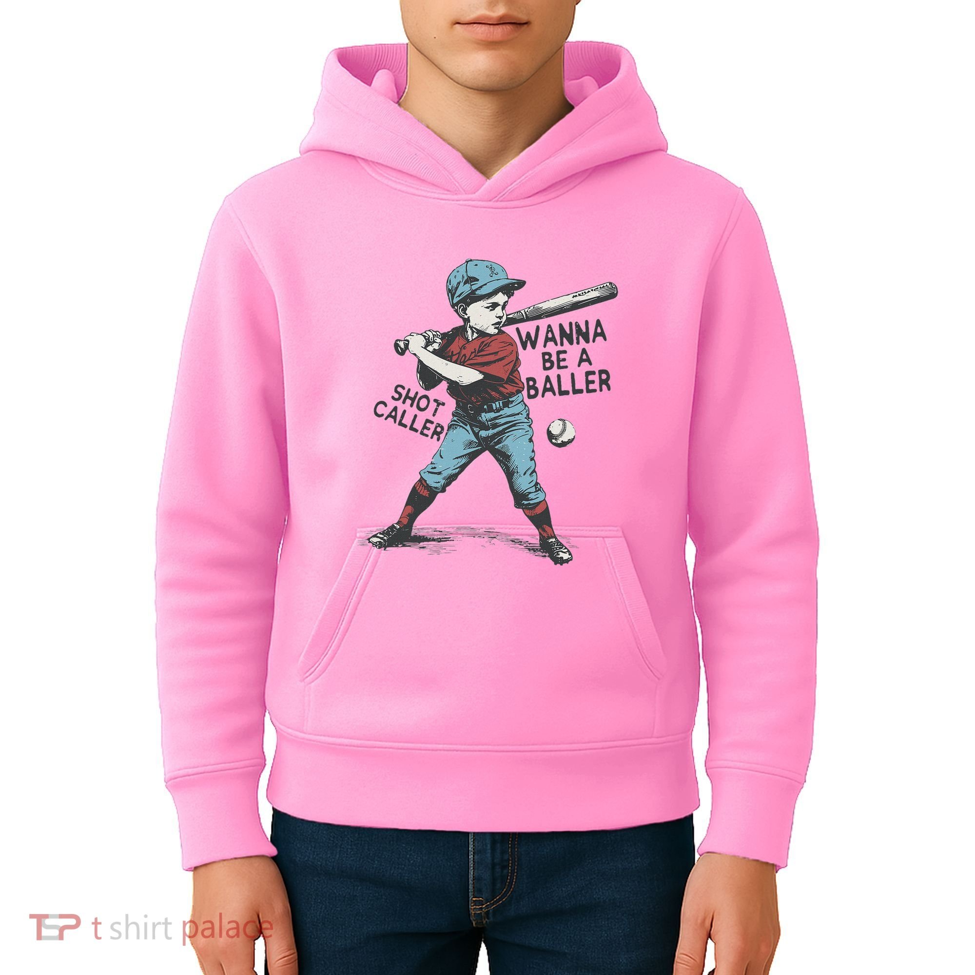 Wanna Be A Baller Shot Caller Retro Game Day Kids Hoodie