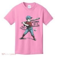 Wanna Be A Baller Shot Caller Retro Game Day Kids T-Shirt thumb 0