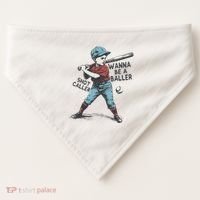 Wanna Be A Baller Shot Caller Retro Game Day USA-Made Doggie Bandana thumb 0