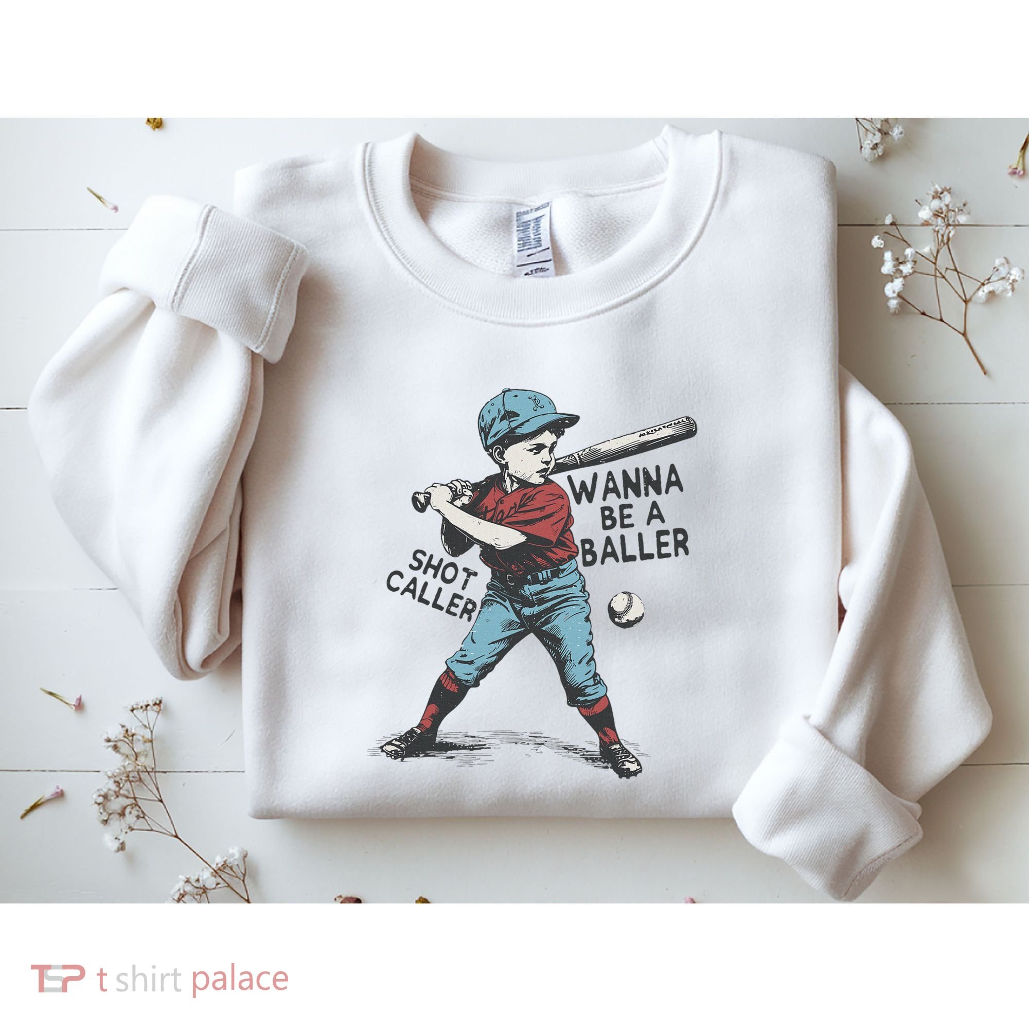 Wanna Be A Baller Shot Caller Retro Game Day Sweatshirt