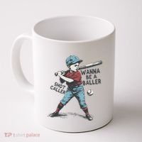 Wanna Be A Baller Shot Caller Retro Game Day Coffee Mug thumb 0