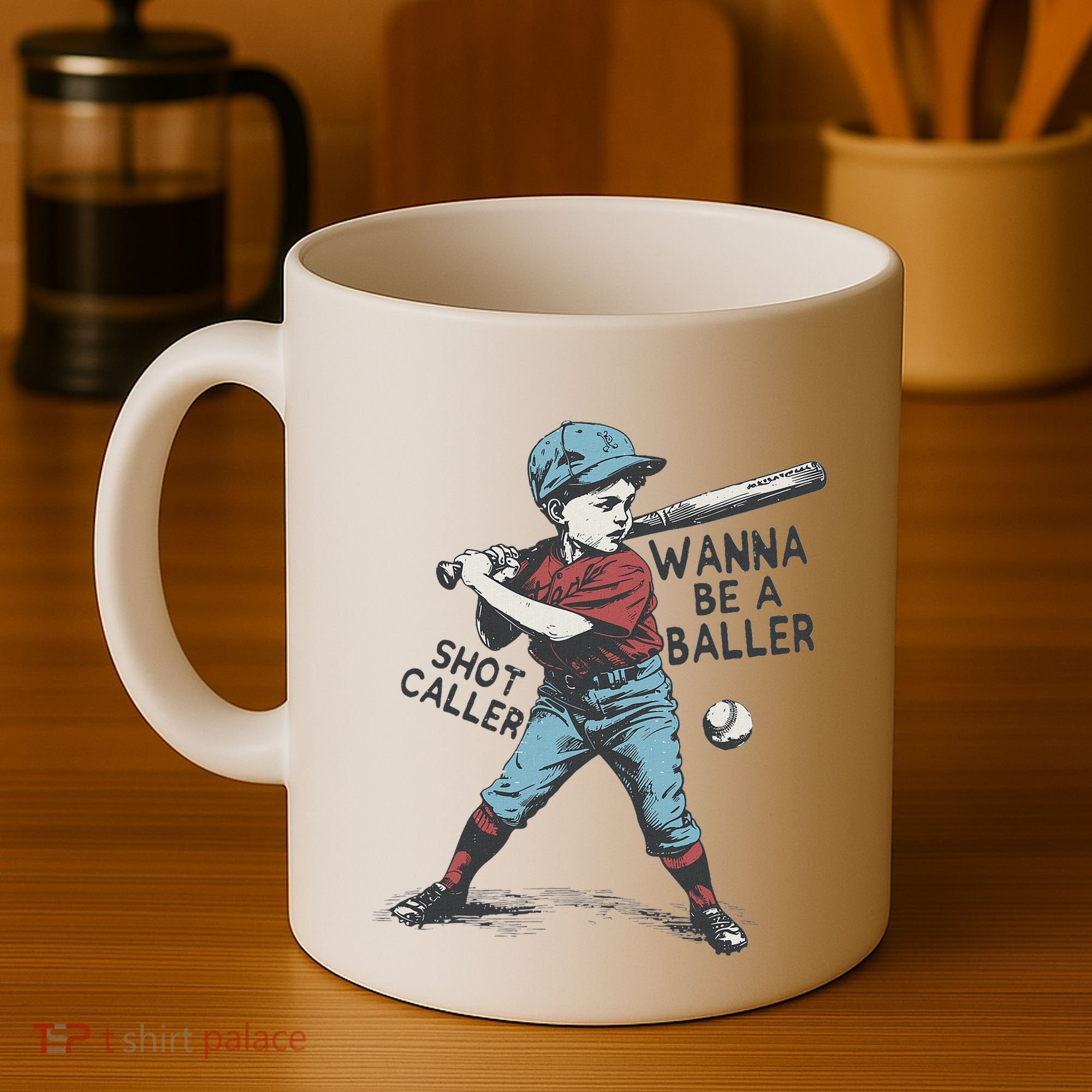 Wanna Be A Baller Shot Caller Retro Game Day Coffee Mug