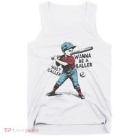 Wanna Be A Baller Shot Caller Retro Game Day Tank Top thumb 0
