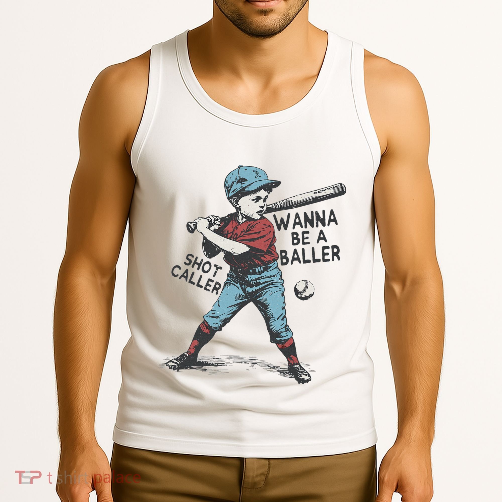 Wanna Be A Baller Shot Caller Retro Game Day Tank Top