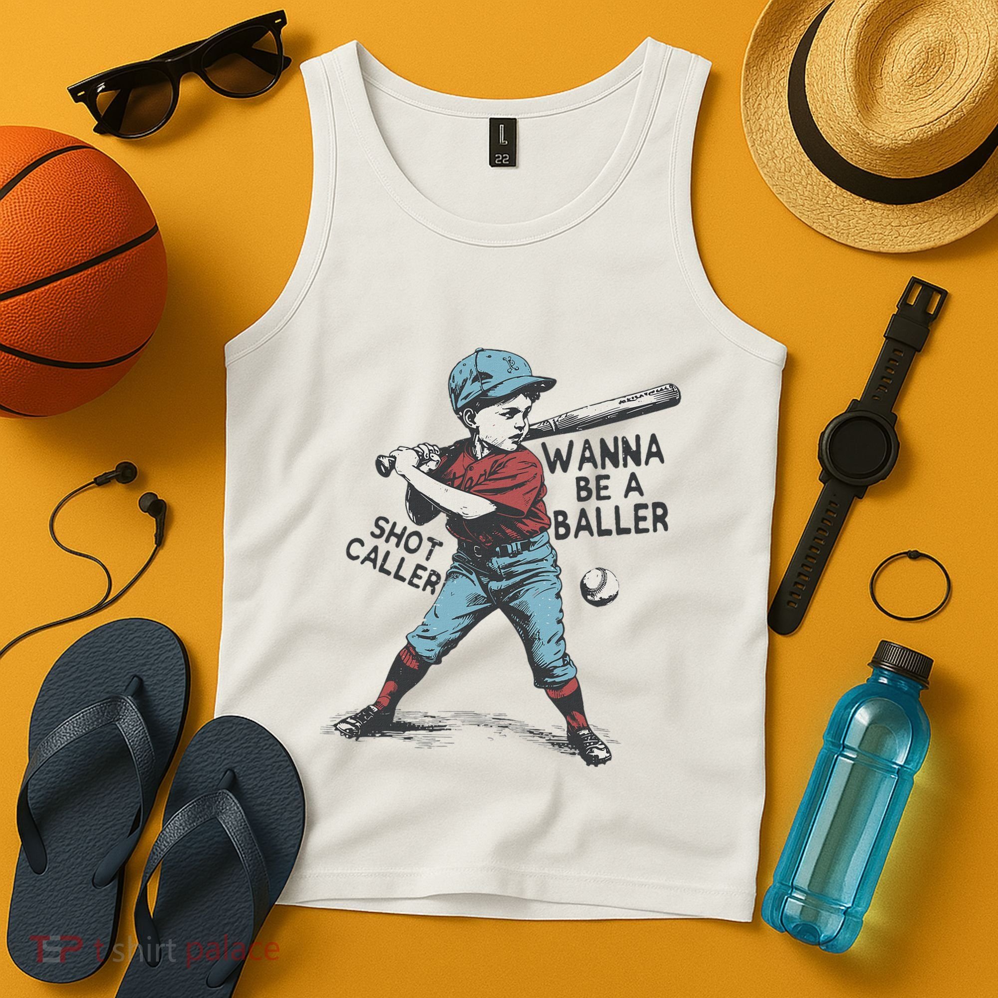 Wanna Be A Baller Shot Caller Retro Game Day Tank Top