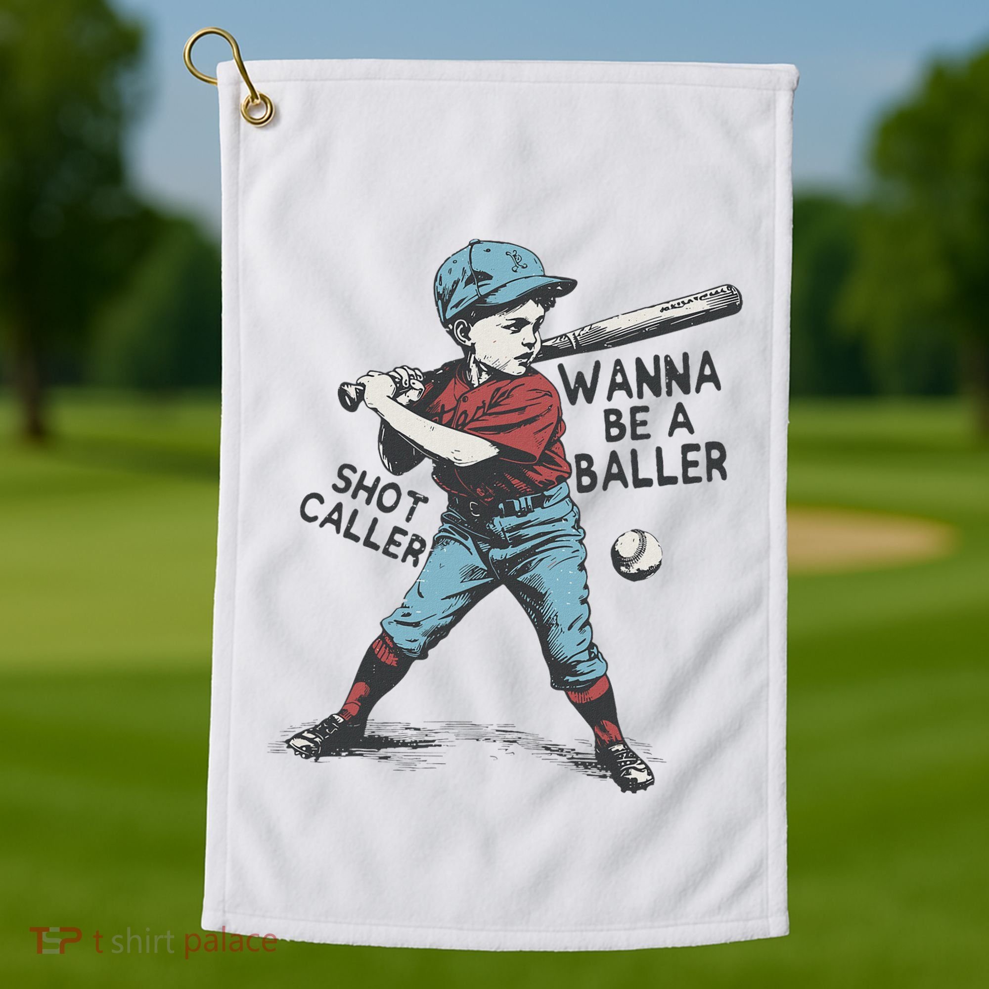 Wanna Be A Baller Shot Caller Retro Game Day Golf Towel